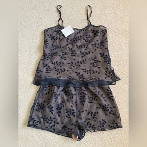 New Vintage Calvin Klein 2 piece sheer black lingerie Valentines Day size Large